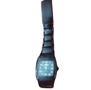 Bongo Watch Black Quartz Watch Shiny Womens Unisex Grunge Punk Dark Academia